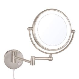 led Lighted Magnification Makeup Mirrors Double sided Swivel Extendable Folding Shaving Mirrors with led lights Nickel