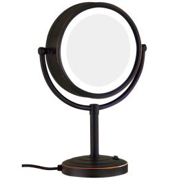 Oil-rubbed Bronze Lighted Makeup Mirror with 3 Mode Lights and 10X/1X Magnification, Standing Mirrors on Dressing Table