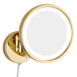 Vanity Lighted Gold Makeup Mirror with Electrical Plug, Double sided 360 Degree Swivel Extendable Bathroom Mirror  M1807DJ