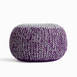 Hand-Knitted Ottoman Pouf Comfortable Footrest &amp;amp; Stool Hand Knit Floor Footstool Pouf for Living Room, Bedroom and Under Desk