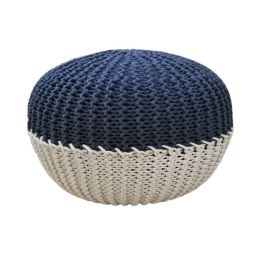 Handmade Stitch Round Floor Pouf - Cotton Cord Wrapped Ottoman Footstool Home Decorative Seating Bean Bag Stool Ottoman Footrest