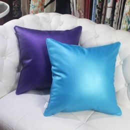 HAO JOY Europe Luxury Glossy Soft Faux Leather Cushion Cover  Import Fabric Home Decor Square Colors Pillow Case