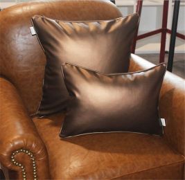 HAO JOY Glossy Soft Faux Leather Cushion Cover Home Decor Square Cushion Case Vintage Luxury Europe Leather Home Decor