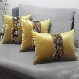 HAO JOY  Euro Luxury Chenille Jacquard Cushion Cover Velvet Home Decor Square Flowers All match Pillow Case,1 pc