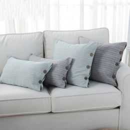 HAO JOY Recommend Pillow Cover Lattice Yellow Green Button Cushion Cover Simple Style Home Decorative Pillow Case 45x45cm/30x50