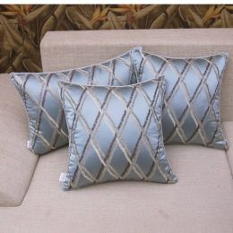 High-end Modern Blue Plaid Grid Chic Design Cushion Cover  Model Room Pillow Case Decor capa de almofada