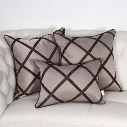 High-end Modern Dark  Plaid Grid Unique Design Cushion Cover  Model Room Pillow Case Home Bed Decor capa de almofada