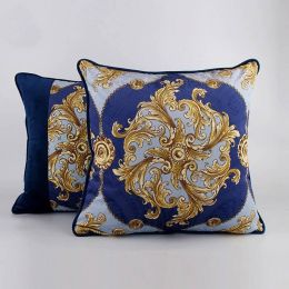 Hot Sale Home Luxury Euro Sofa Cushion Cover Living Room Blue Velvet Wedding Decorative Pillowcase Car  almofadas cojines,1pc