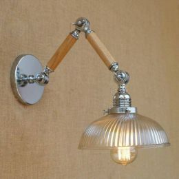 Hotel room glass lampshade wall lights wood iron inoor Wall Sconce wall mounted mirror Light Wandlamp  new Luminaire E27*1