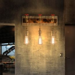 Industrial Loft Metal Water Pipe 3-Light Wall Sconce with Exposed Edison Bulb