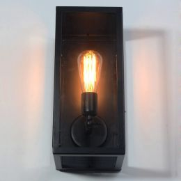 Industrial Square Matte Black Metal Single-Light Outdoor Wall Lantern