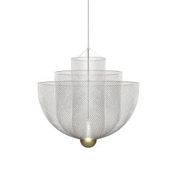 Italy Post modern simple Light luxury Pendant lights Silver Metal net lampshade foyer bedroom restaurant droplight LED Lighting