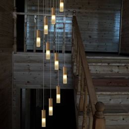 Italy style Large wooden staircase light led  villa big spiral chandelier Stairway lighting modern wood stairwell lamps