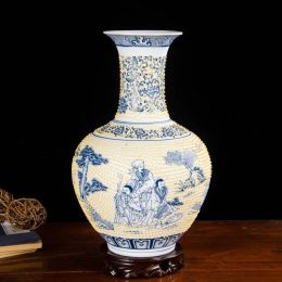 Ceramics Blue And White Porcelain Flower Arranging Vase Antique  Decoration Living Room vase