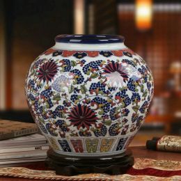 Porcelain High Quality Hand-painted Blue And White Porcelain Grape Vase Large Vase Antique  Household vase