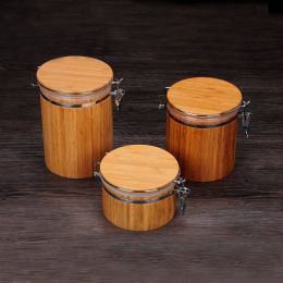 Kitchen Storage jars For Bulk Products Container With Lid Organizer Easy Lock Case Airtight Cans Receive Spice box wooden