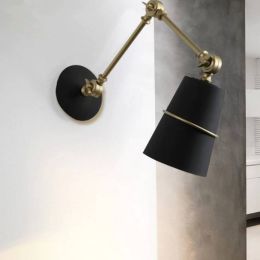 Lampadas de techo Nordic Modern Bedroom Bedside LED Wall Lamp  Industrial Swing Arm Iron Art Porch Wall Light Fixtures