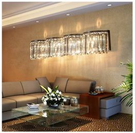 Large horizontal Crystal Wall sconce Lamp for Living Room Guest room long crystal Bar Led Wall Light bedroom big modern Arandela
