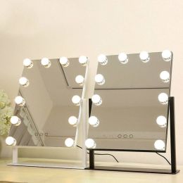 Led makeup mirror girls white desktop large vanity mirror with lights touch fill light dormitory cosmetic mirror mx01111356