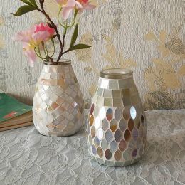 Light color mosaic glass vase fashion home office hydroponic vase