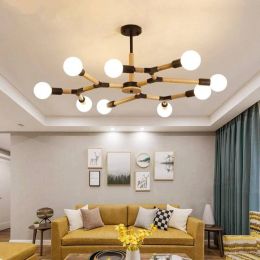 Living Room LED Pendant Light Fixtures Nordic Modern Branch Tree Wood Hanging Lamp for Bedroom Dining Room Home Deco Hanglampen