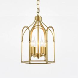 Loft American Country LED Chandelier Lamp Modern Simple Birdcage Villa Study Decoration Stairs Hanging Light Fixture