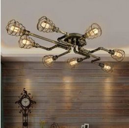 Loft American Style Ceiling Lamp Living Room Bedroom Study Creativity Cafe Wind Vintage Bar ceiling light iron waterpipes Lamps