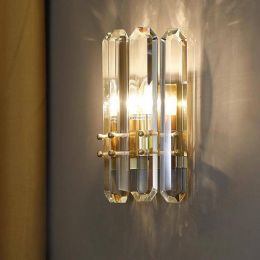 Long crystal rod wall sconce for Living Room Modern Crystal Wall Lamp Bedroom hotel fixture Hallway TV Background led Wall Light