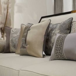 Low-key luxury Button Textures Design Bed Room Cushion Cover Noble Grey Embroidery Throw Pillowcase Car Covers almofadas cojines