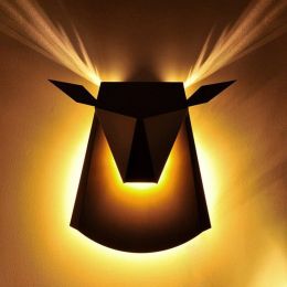de mesa Wandlamp Nordic LED Iron Oxhead Wall Lamp for Bedroom Corridor Modern Home Deco Wall Light Fixtures