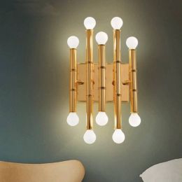 de teto Modern Simple Living Room Bedroom Wandlamp Bedside Electroplating LED Wall Lamp Lantern Bar Deco Wall Light