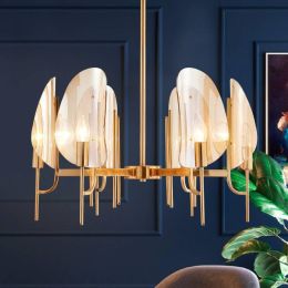 Nordic European LED Pendant Lamp for Living Room American Glass Lampshade Home Deco Restaurant Golden Light Fixtures