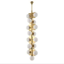 nordic modern simple villa led light fixtures stairwell long chandelier lighting luxury bubble glass ball hanging lamp