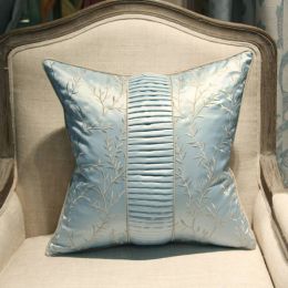 Luxury Blue Embroidery Cushion Cover Original Design Throw Pillow Case Decorative Car-covers Chair Home Decor Almofadas Cojine