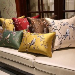 Luxury Charm Embroidery Cushion Cover Flower Birds Bloom Design Capa de Dlmofada Sofa Car Bedding Decorative Throw Pillow Case