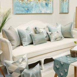 Luxury Cushion Cover Grey Blue Geometry Art Throw Pillows Chair Cover Coussin For Home Cojines Decorativos Para Sofa Customize