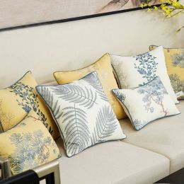 Luxury Cushion Cover Leaf Embroidery Car Pillow Cover Cojines Decorativos Para Sofa Decorative Throw Pillows Housse De Coussin