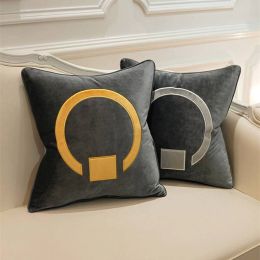 Luxury Embroidery Cushion Cover Grey Pillowcases Cojines Decorativos Para Sofa Geometric Ramadan Decor Nobles Coussin De Salon