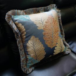 Luxury Europe Embroidered Fannel Fabric Home Bed Car Decor Cushion Cover Gift Tassel Noble Throw Pillowcase 1pc ,Not Filling