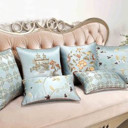 Luxury Imitation Silk Embroidery Cushion Cover Euro Royal Car-covers Pillow Cover Cases capa de almofada,Cojines Decor Para Sofa
