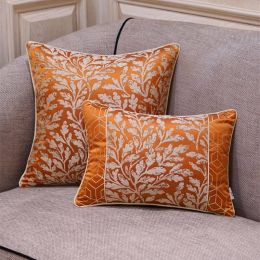 Luxury Nordic Cushion Cover Geometry Romantic Orange Embroidery Throw Decorative Pillow Car Cover Christmas Housse De Coussin