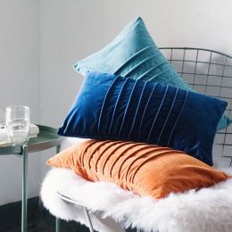 Luxury Velvet Cushion Cover Generous Stripes Decorative Pillows Case Almofadas Cojines Sofa Model Room Essential Car Covers