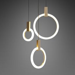 Minimalist Modern LED Ring Acrylic Diffuser Wood Pendant Light Single Light
