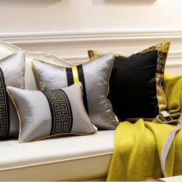 Model Room Cushion Cover Noble Grey Jacquard Cushions Cojines Decorativos Para Sofa Patchwork Decorative Pillows Women Coussin