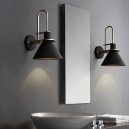 Modern 1-Light Cone Indoor Wall Sconce Metal Tapered Shade Wall Light in Black / White / Green / Pink