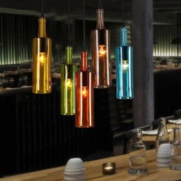 Modern art deco stained glass pendant light novelty creative restaurant cafe bar hotel dining room wine bottle light fixture