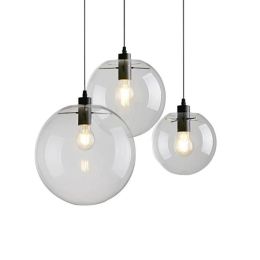 Modern brief Glass Ball pendant Lamp,dia 15/20/25/30cm clear glass Hanging Lamp Suspension for Dining Room Bar Restaurant lamp