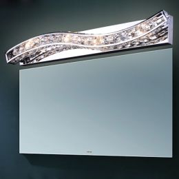 Modern Clear Crystal Metal Base 4-Light Wall Sconce Bathroom Lighting in Polished Chrome
