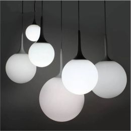 Modern D15/20/30/40cm Simple Loft Milk White Ball Pendant light Lamp Milk White Glass suspended lamp for dining room cafe bar