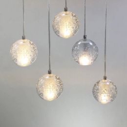 Modern dining room hanging lamp G4 led glass Crystal ball Staircase bedroom lighting fixture Foyer hotel corridor deco droplight